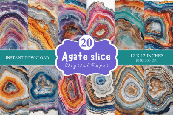 Agate Slice Digital Paper Bundle
