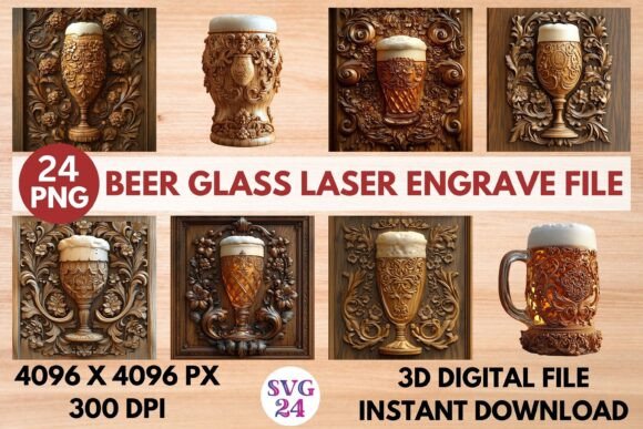 Beer Glass Laser Engrave File: A Versatile Design Asset for Creative Projects