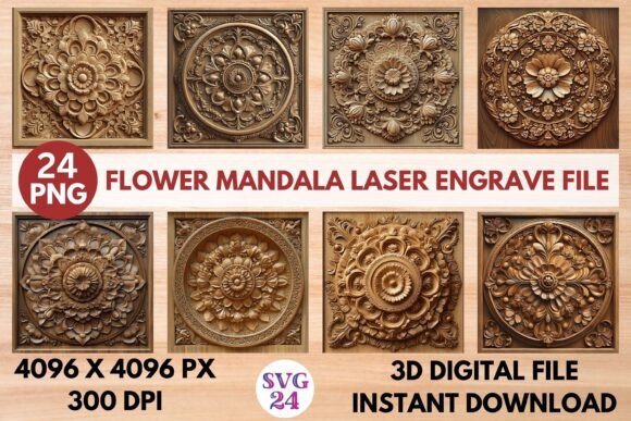 Flower Mandala Laser Engrave File: A Versatile Digital Design for Creative Projects