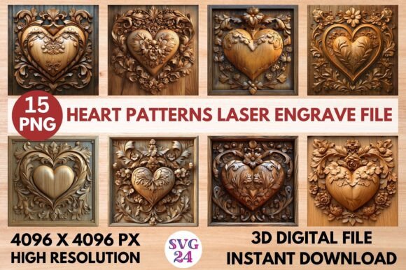 Heart Patterns Laser Engrave File