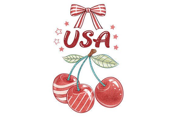 Patriotic Cherry Lettering PNG: A Versatile Design for Creative Expression
