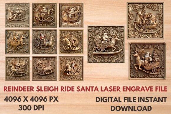 Sleigh Ride Santa Laser Engrave File