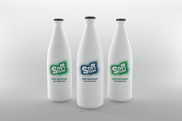 Soft Drink Three Bottle Mockup