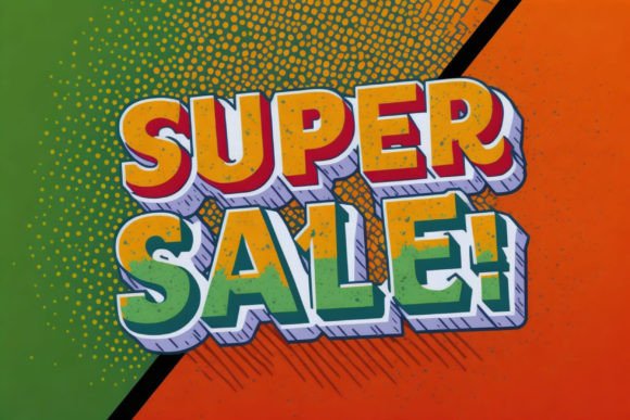 Super Sale Pop Art Comic Text Effect and 3D Text Effect Full Editable PSD